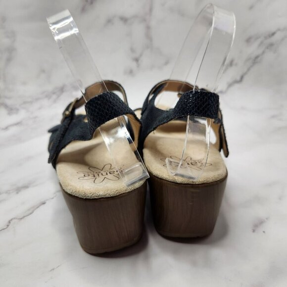 Sanita Daisy Davia Suede Leather Platform Sandals Black Blue Women's 9.5 (41) - Picture 4 of 9